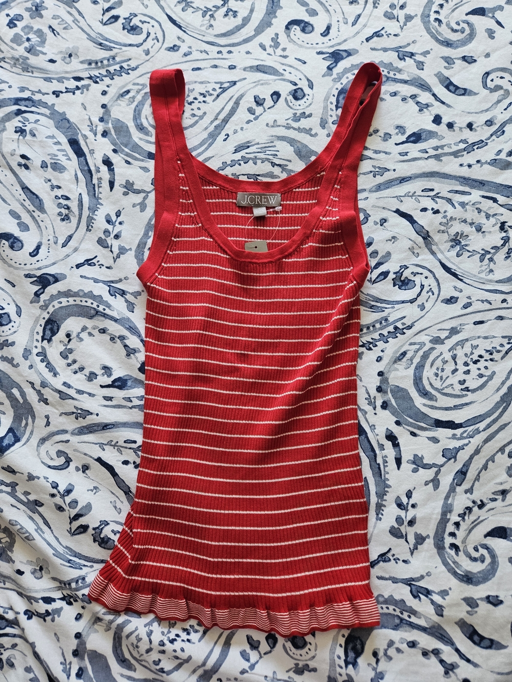 J.Crew Red & White Striped Tank Top